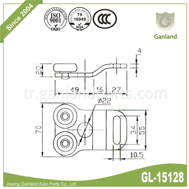 curtainside steel roller 15128